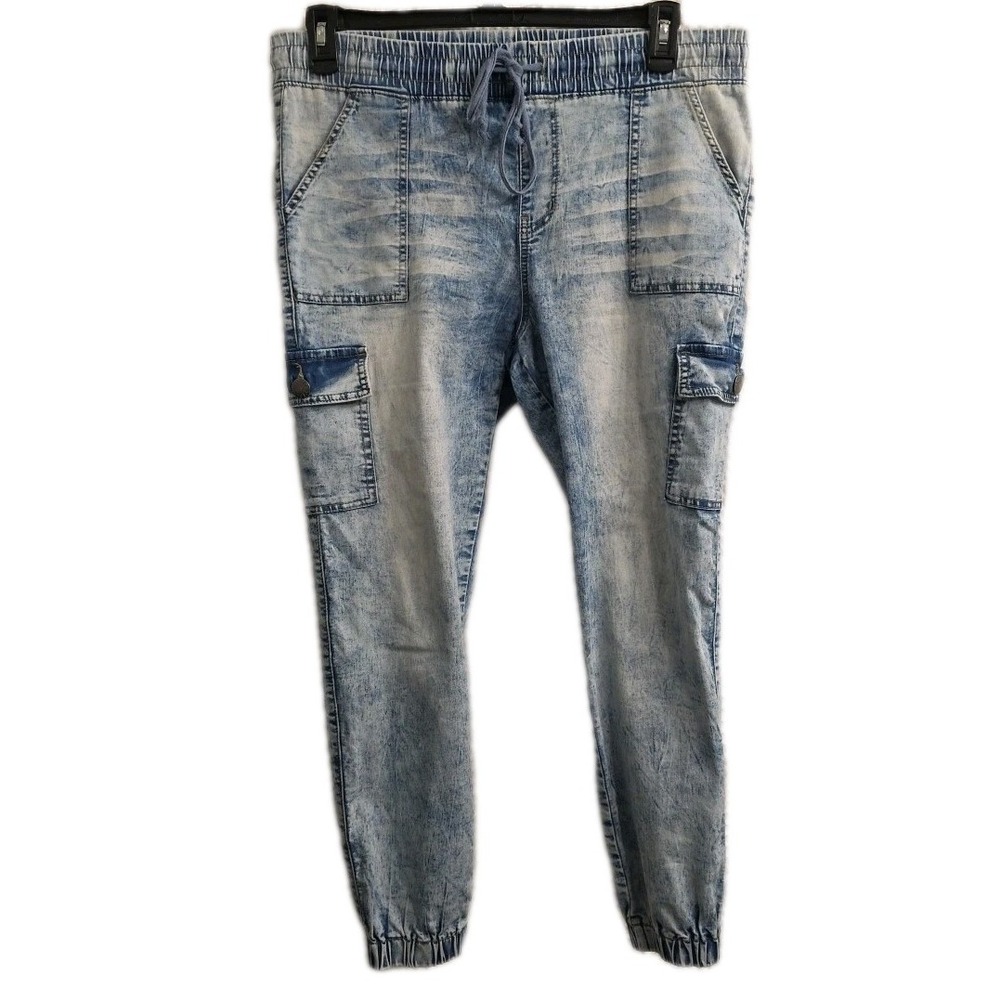 V.I.P. Jean Women's Stonewashed, Distressed Blue Jeans Size 16 Elastic Waist